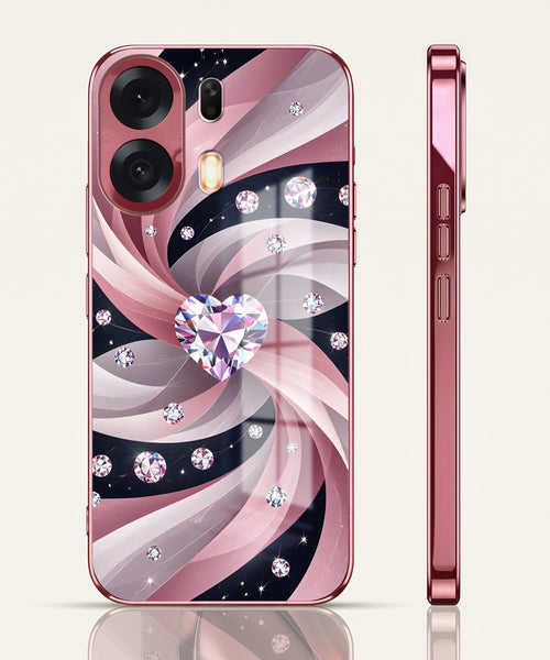 Oppo K14 Plus 5G Diamond Glam Pink Electroplated Glass Phone Back Case