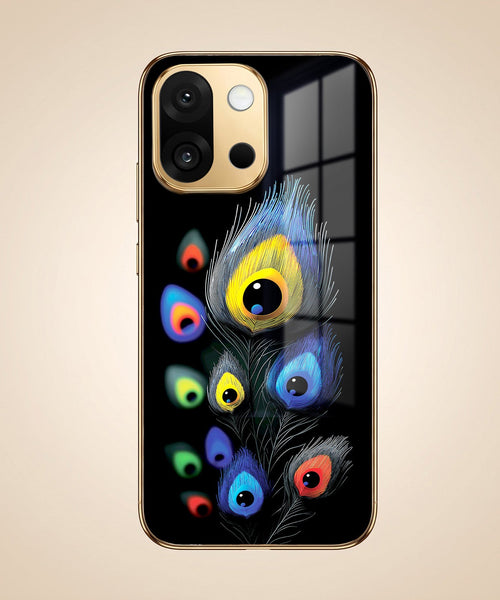 OnePlus 13s 5G Multi-Feather Peacock Gold Electroplated Glass Phone Back Case