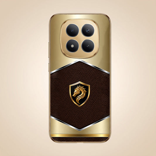 Redmi Note 15 SE 5G Dragon Crest Gold Electroplated Glass Phone Back Case