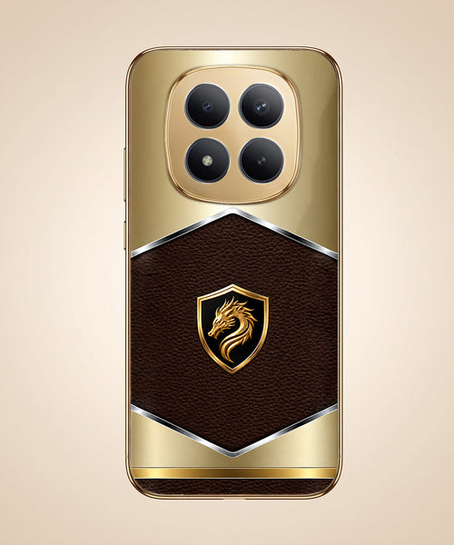 Redmi Note 15 Pro+ 5G Dragon Crest Gold Electroplated Glass Phone Back Case