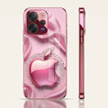 Vivo V70 5G Luxury Apple Logo Pink Electroplated Glass Phone Back Case