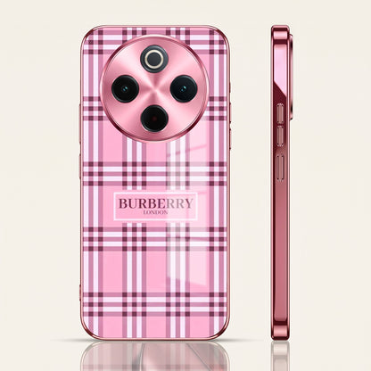 Vivo T4 5G Burberry Classic Pink Electroplated Glass Phone Back Case
