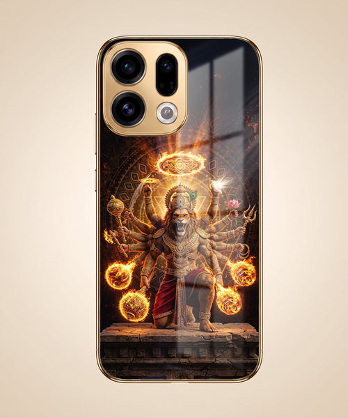 Oppo Find X9 5G Lord Narasimha Gold Electroplated Glass Phone Back Case