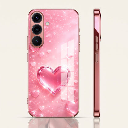 Samsung Galaxy A36 5G Luxury 3D Jelly Heart Pink Electroplated Glass Phone Back Case