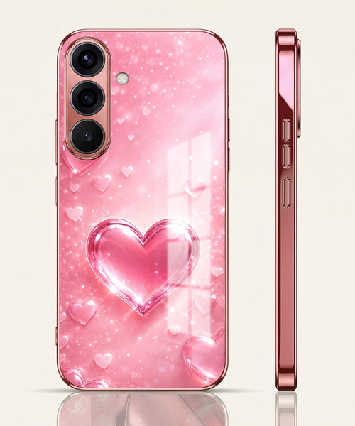 Samsung Galaxy A36 5G Luxury 3D Jelly Heart Pink Electroplated Glass Phone Back Case