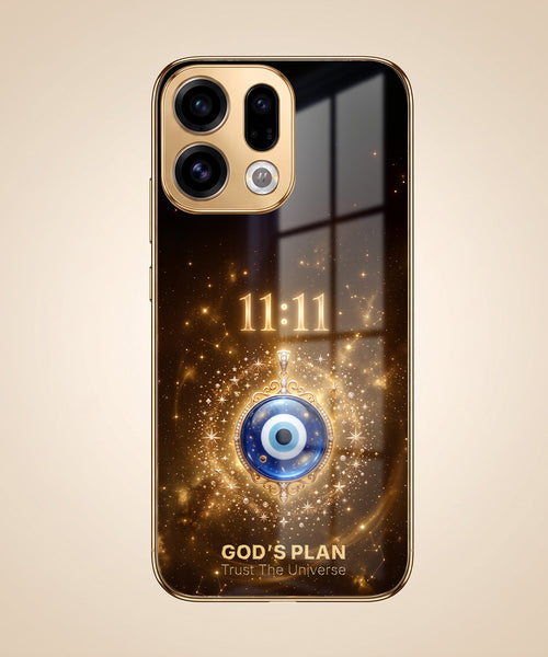 Oppo Find X9 5G God’s Plan Evil Eye Gold Electroplated Glass Phone Back Case