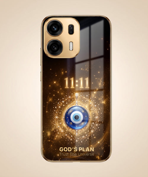 Oppo K14 Plus 5G God’s Plan Evil Eye Gold Electroplated Glass Phone Back Case