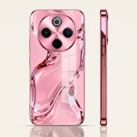 Vivo T4 5G Crystal Wave Energy Pink Electroplated Glass Phone Back Case