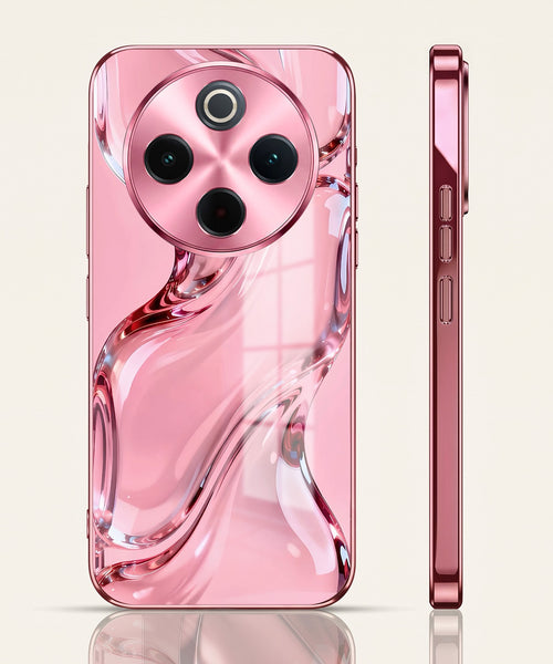 Vivo T4 5G Crystal Wave Energy Pink Electroplated Glass Phone Back Case