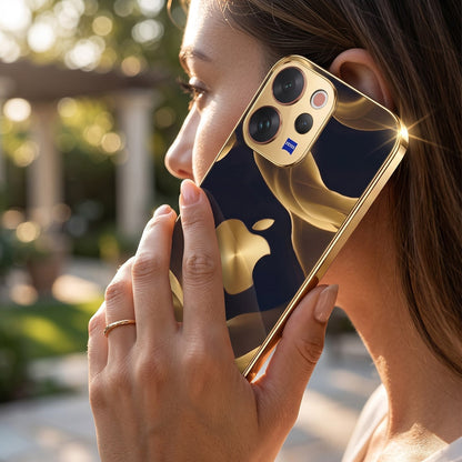 Vivo V70 5G Luxury Wave Gold Electroplated Glass Phone Back Case