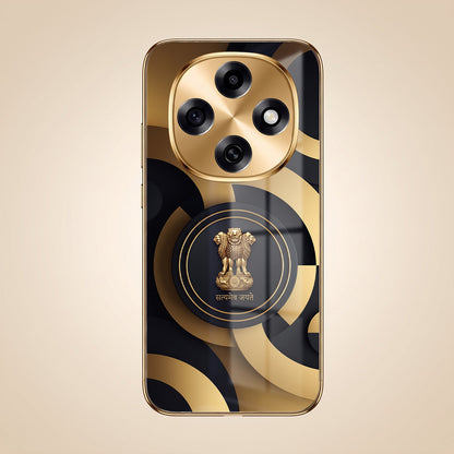 OPPO F31 Pro 5G Royal Emblem Gold Electroplated Glass Phone Back Case