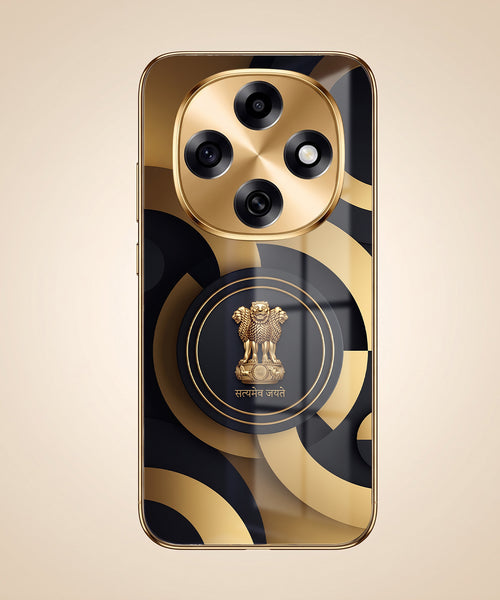 OPPO F31 Pro 5G Royal Emblem Gold Electroplated Glass Phone Back Case