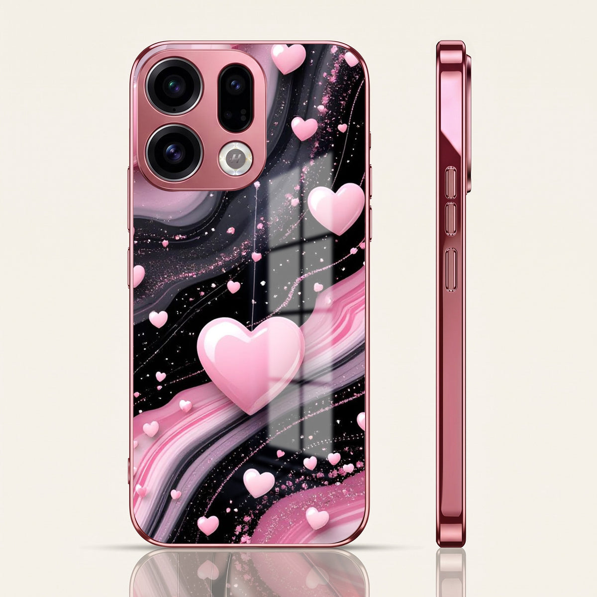 Oppo Find X9 5G Love Sparkle Pink Electroplated Glass Phone Back Case