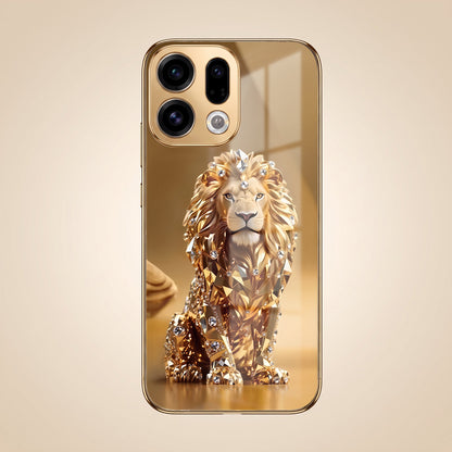 Oppo Find X9 5G Luxury Lion Gold Electroplated Glass Phone Back Case