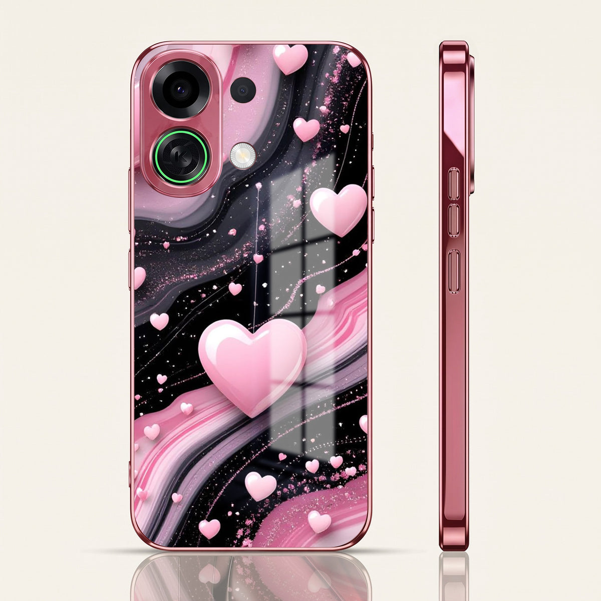 Oppo K13 Turbo 5G Love Sparkle Pink Electroplated Glass Phone Back Case
