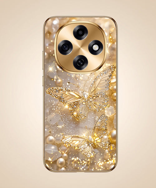 OPPO F31 Pro 5G Golden Butterfly Gold Electroplated Glass Phone Back Case