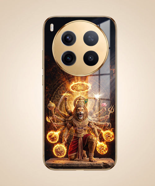 Vivo X300 Pro 5G Lord Narasimha Gold Electroplated Glass Phone Back Case