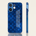 Vivo V60 5G Luxury Monogram Blue Electroplated Glass Phone Back Case