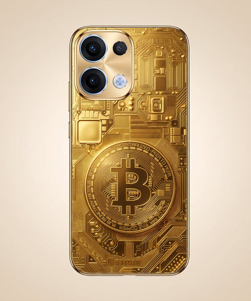Oppo Reno 13 5G Bitcoin Gold Electroplated Glass Phone Back Case