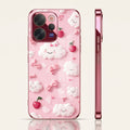 Vivo V70 5G Luxury 3D Clouds Pink Electroplated Glass Phone Back Case