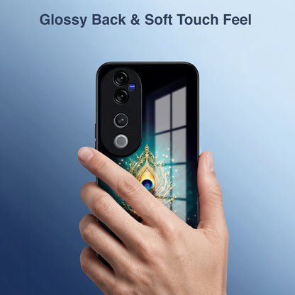 Vivo V40 Pro 5G Golden Peacock Feather Acrylic Glass Back Case