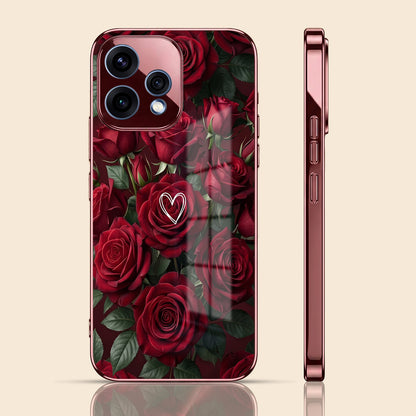 Oppo Reno 15 5G Rose Heart Burgundy Electroplated Glass Back Case