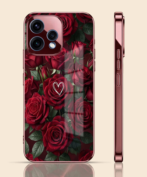Oppo Reno 15 5G Rose Heart Burgundy Electroplated Glass Back Case