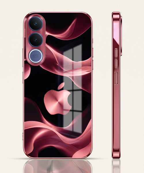 Vivo V70 FE 5G Luxury Wave Pink Electroplated Glass Phone Back Case
