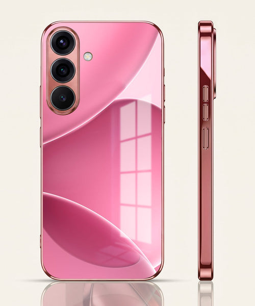 Samsung Galaxy A56 5G Luxury Glossy Wave Pink Electroplated Glass Phone Back Case
