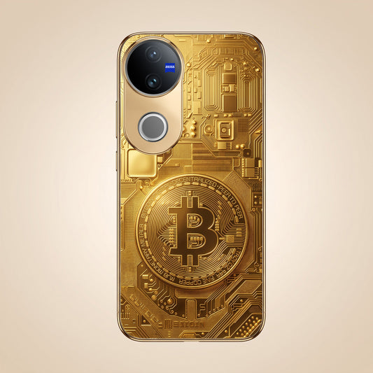 Vivo T4R 5G Bitcoin Gold Electroplated Glass Phone Back Case