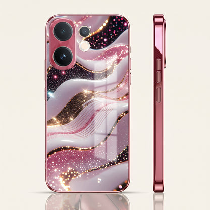 Vivo V60 5G Midnight Pearl Wave Pink Electroplated Glass Phone Back Case