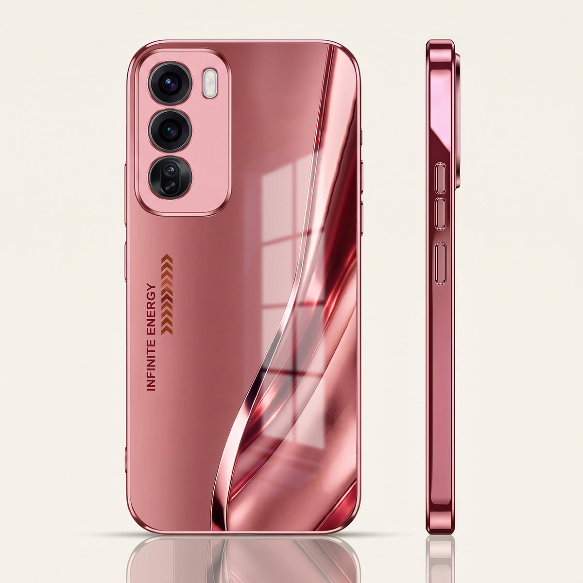 Oppo Reno 12 Pro 5G Luxury Infinity Energy Pink Electroplated Glass Phone Back Case