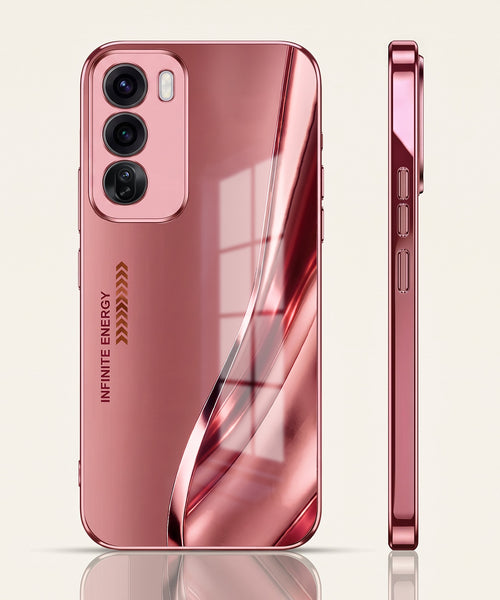Oppo Reno 12 Pro 5G Luxury Infinity Energy Pink Electroplated Glass Phone Back Case