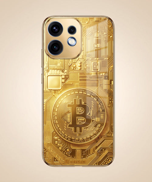 Oppo Reno 16 5G Bitcoin Gold Electroplated Glass Phone Back Case