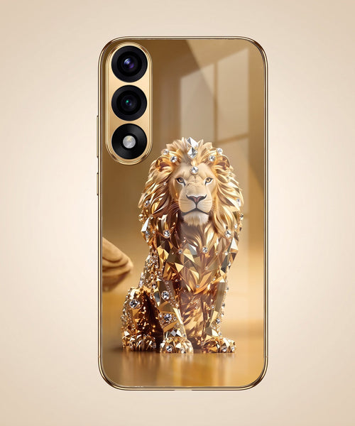 Oneplus Nord 5 5G Luxury Lion Gold Electroplated Glass Phone Back Case