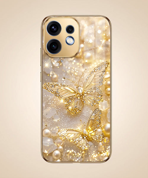 Oppo Reno 16 5G Golden Butterfly Gold Electroplated Glass Phone Back Case