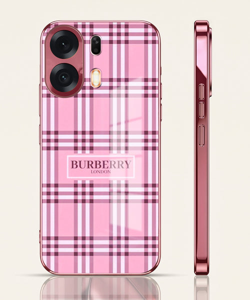 Oppo K14 Plus 5G Burberry Classic Pink Electroplated Glass Phone Back Case