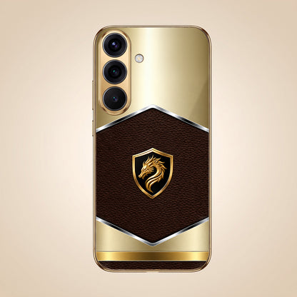 Samsung Galaxy A36 5G Dragon Crest Gold Electroplated Glass Phone Back Case