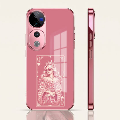 Vivo V40 Pro 5G Luxury Royal Queen Pink Electroplated Glass Phone Back Case