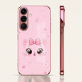 Samsung Galaxy A36 5G Luxury Cute Cat Pink Electroplated Glass Phone Back Case
