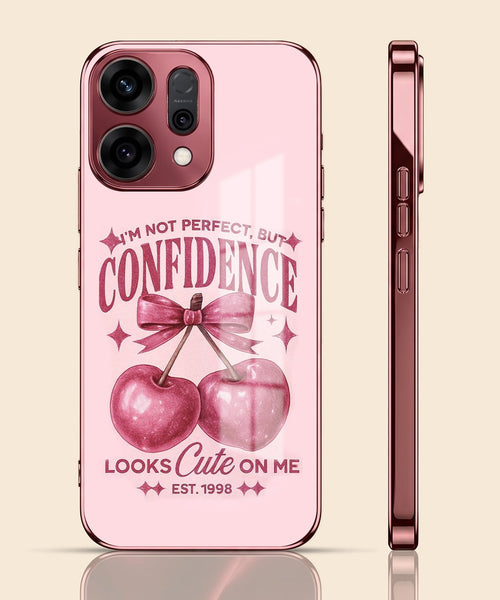 Oppo Reno 14 5G Luxury Cherry Bow Pink Electroplated Glass Phone Back Case