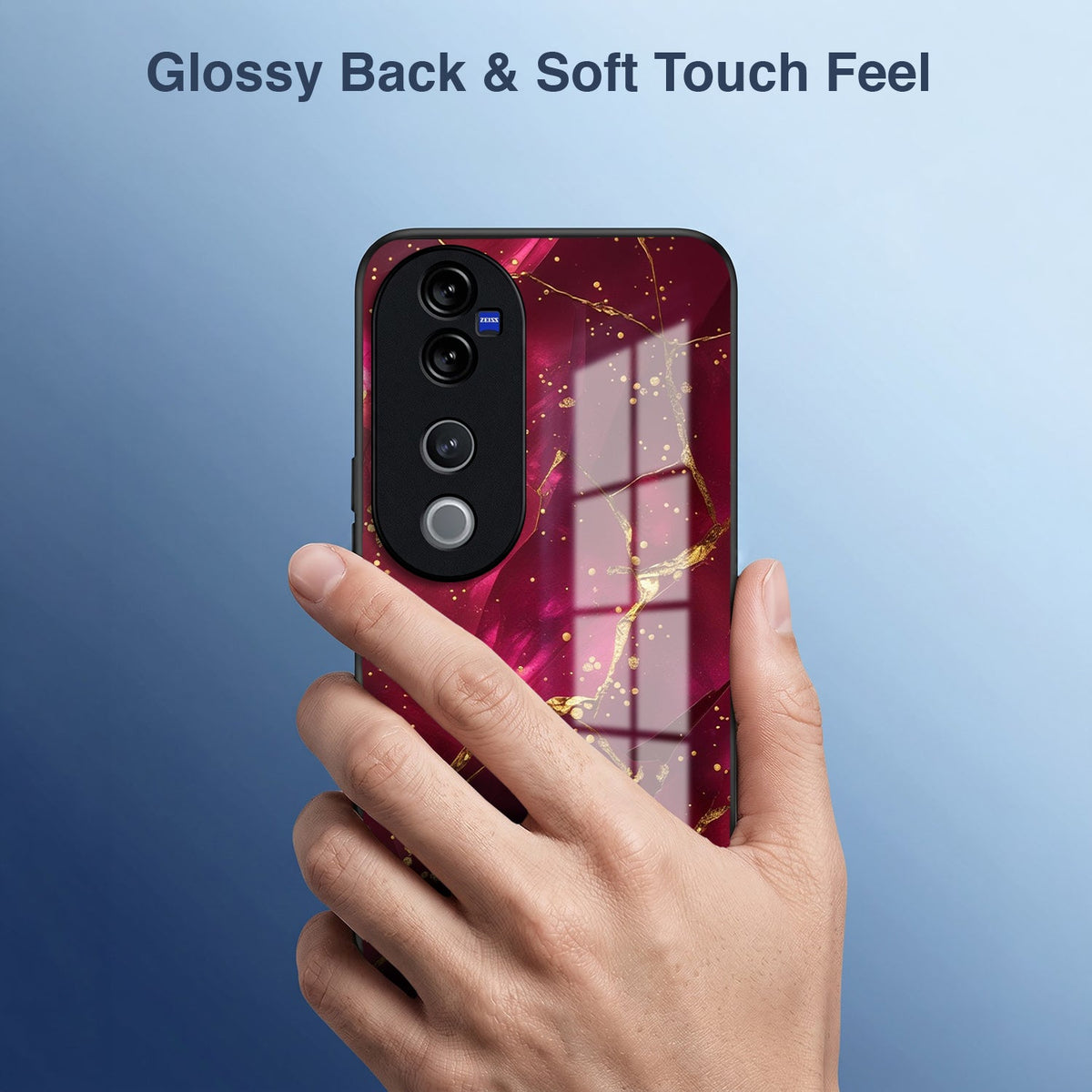 Vivo V40 Pro 5G Luxury Crimson Marble Acrylic Glass Back Case