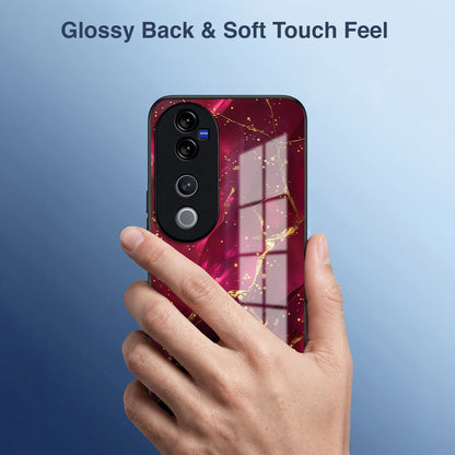 Vivo V40 Pro 5G Luxury Crimson Marble Acrylic Glass Back Case