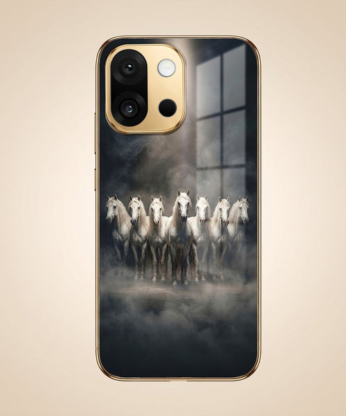 OnePlus 13s 5G Running Horses Gold Electroplated Glass Phone Back Case