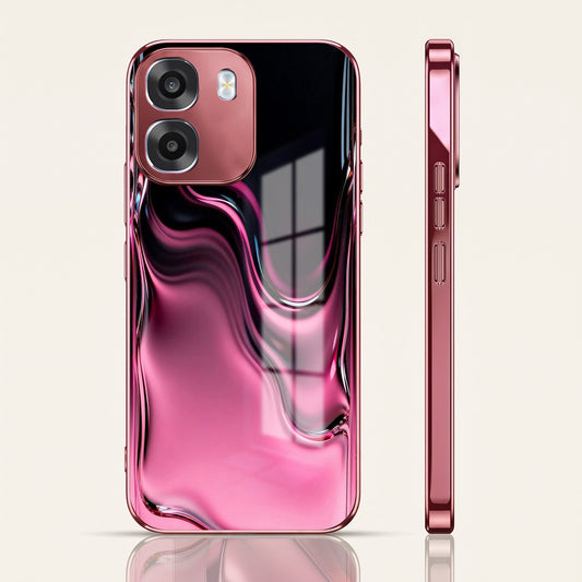 Oppo K14 5G Liquid Wave Pink Electroplated Glass Phone Back Case