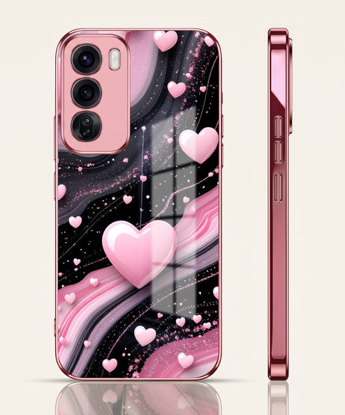Oppo Reno 12 Pro 5G Love Sparkle Pink Electroplated Glass Phone Back Case
