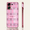 Oppo K13 Turbo 5G Burberry Classic Pink Electroplated Glass Phone Back Case