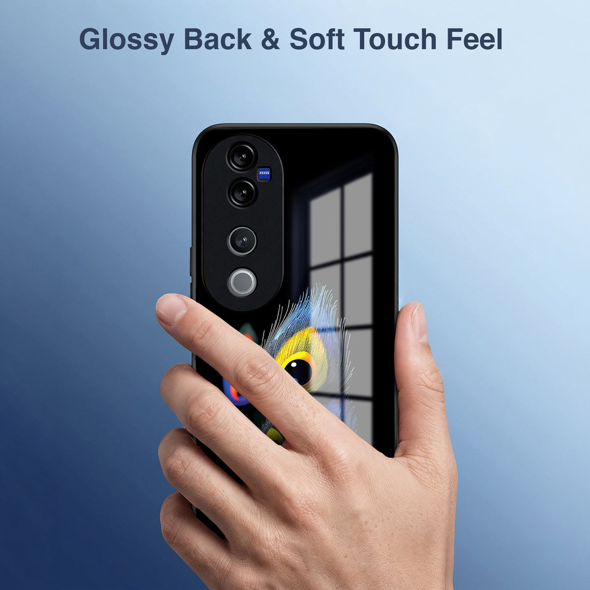 Vivo V40 Pro 5G Premium Peacock Feather Acrylic Glass Back Case