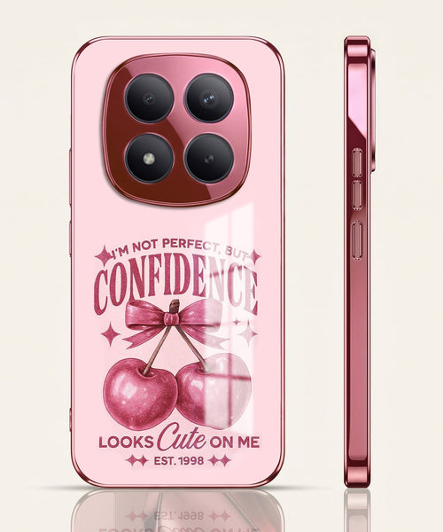 Redmi Note 15 Pro+ 5G Luxury Cherry Bow Pink Electroplated Glass Phone Back Case