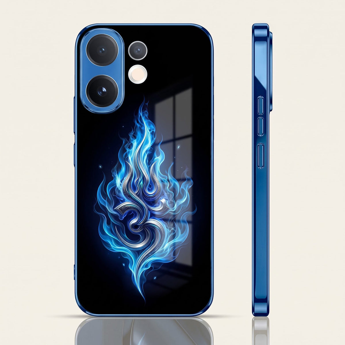 Vivo V60 5G Blue Flame OM Blue Electroplated Glass Phone Back Case